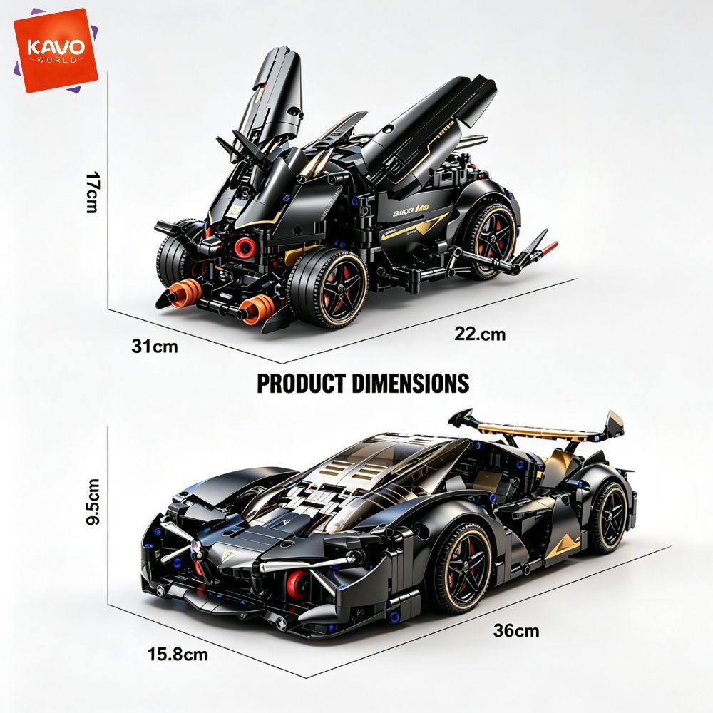 KAVOWORLD 1248pcs MOC Black Ra - Stem Robotics Kit 评论和价格