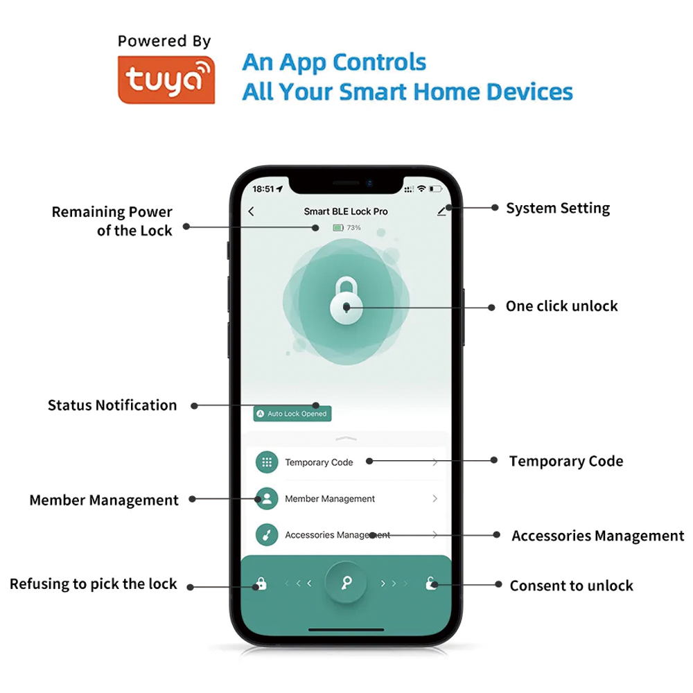 TYSH Tuya Smart Automatic Secu - Smart Door Lock Wifi 评论和价格